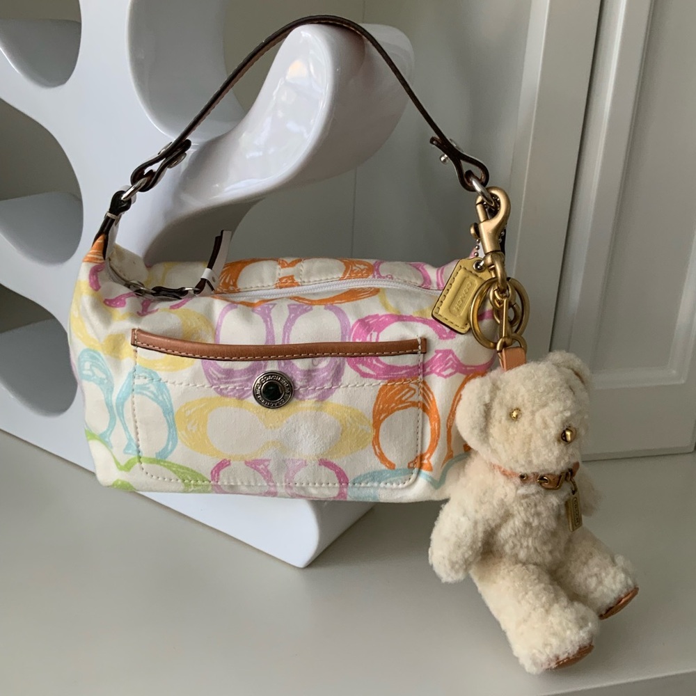 Y2K COACH Vintage Hampton Scribble Multicolour Baguette Small Shoulder Purse